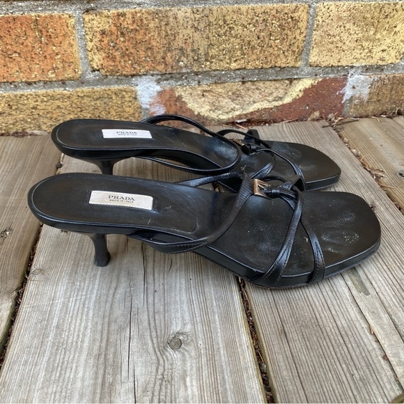 Vintage Prada Sling Back Heels Calzature Donna Black Size 36 - Picture 1 of 11